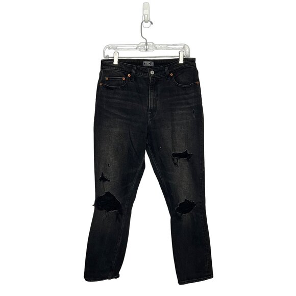 Abercrombie and fitch simone high rise slim black distressed size‎ 10R - Picture 1 of 7